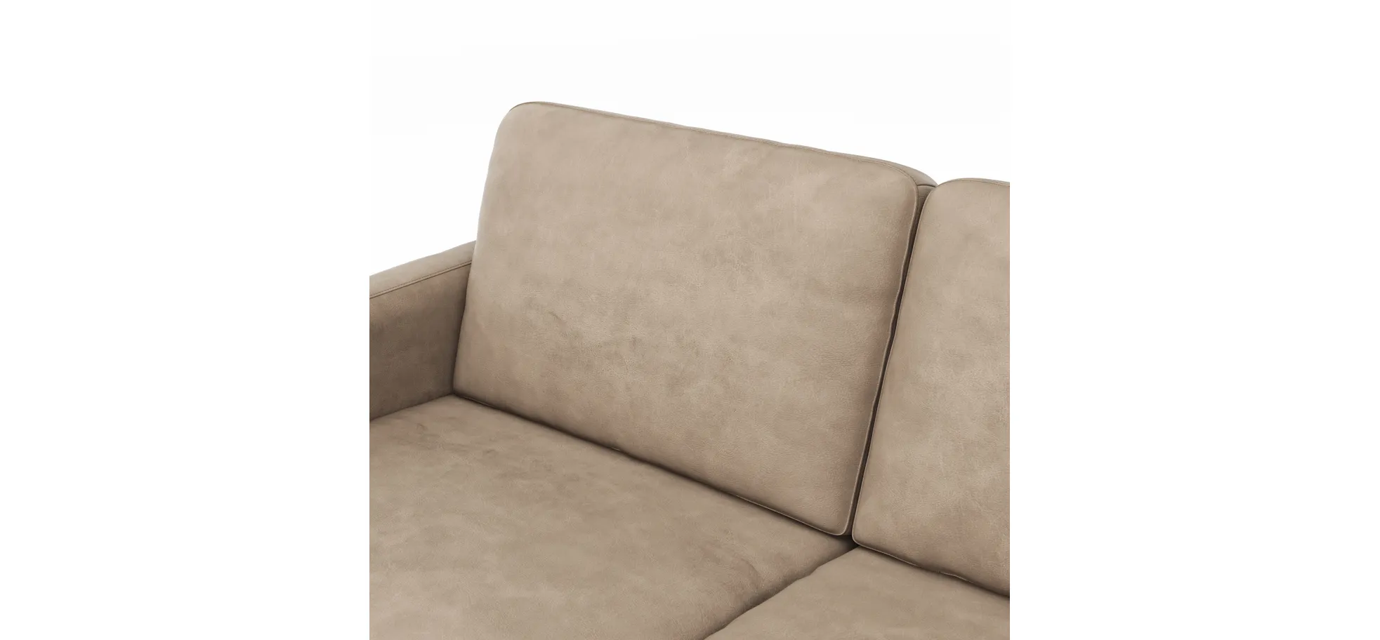 Sofa Enna - 3-Sitzer, Armlehne A, Leder, Taupe, Kufe, Schwarz