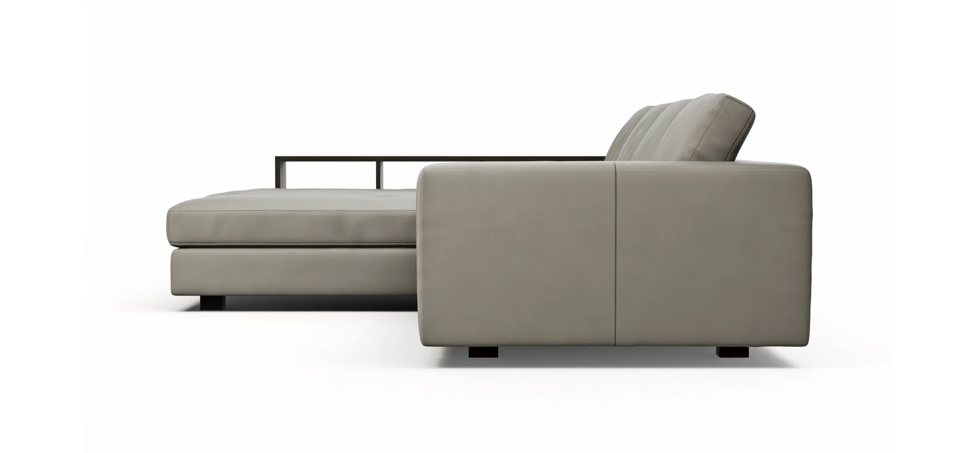Ecksofa Aprino 1 - Longchair links mit 2,5-Sitzer, Leder, Grau