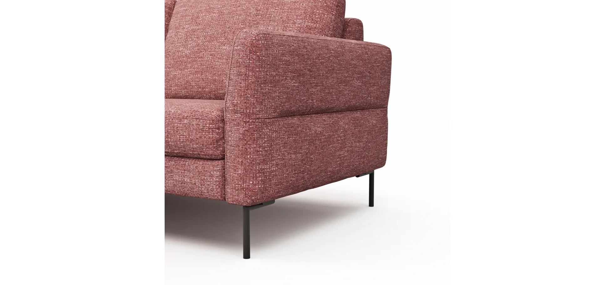 Ecksofa  Enna - Ecke links mit 3-Sitzer inklusive Sitzvorzug (motorisch), Stoff, Koralle