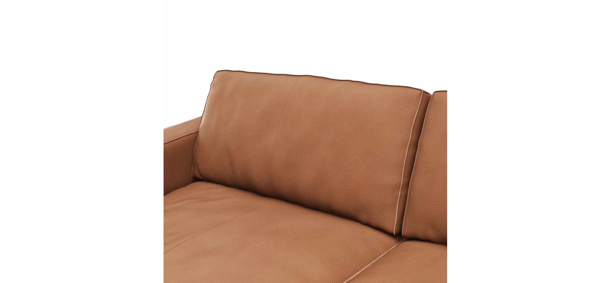 Sofa Aprino 2 - 3,5-Sitzer L, Dickleder, Cognac, Armlehne Block schmal