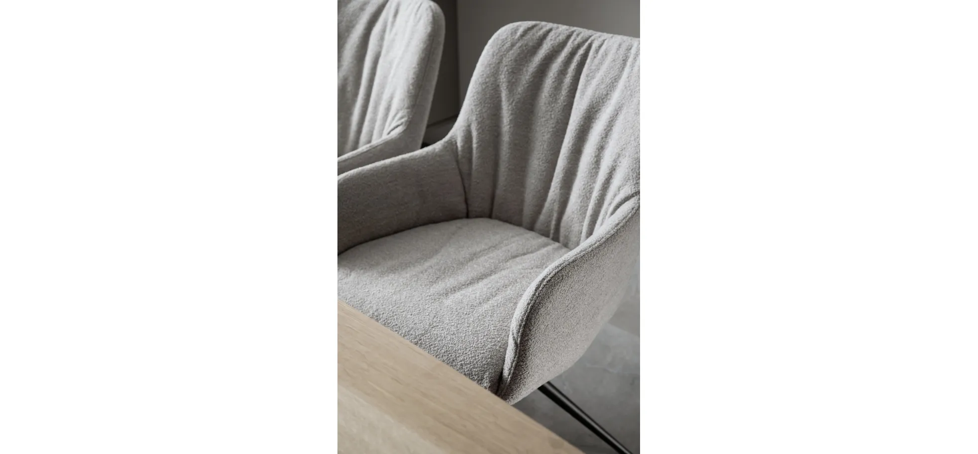 Armlehnstuhl Mis Legere - Boucle, Grau, Stativ, Anthrazit