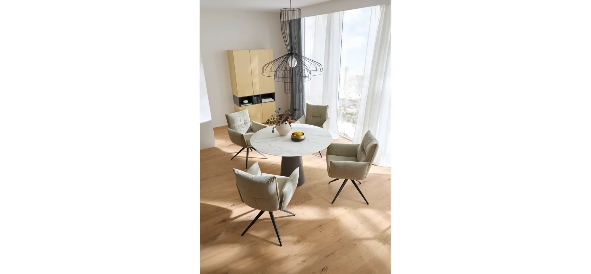 Esstisch Cono - LB 120x120 cm rund, Keramik, Weiß