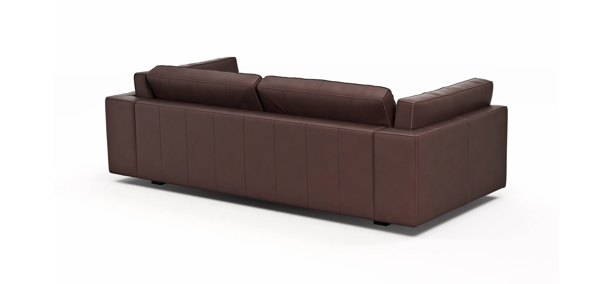Sofa Aprino 3 - 3,5-Sitzer L, Dickleder, Dunkelbraun, Armlehne Kissen