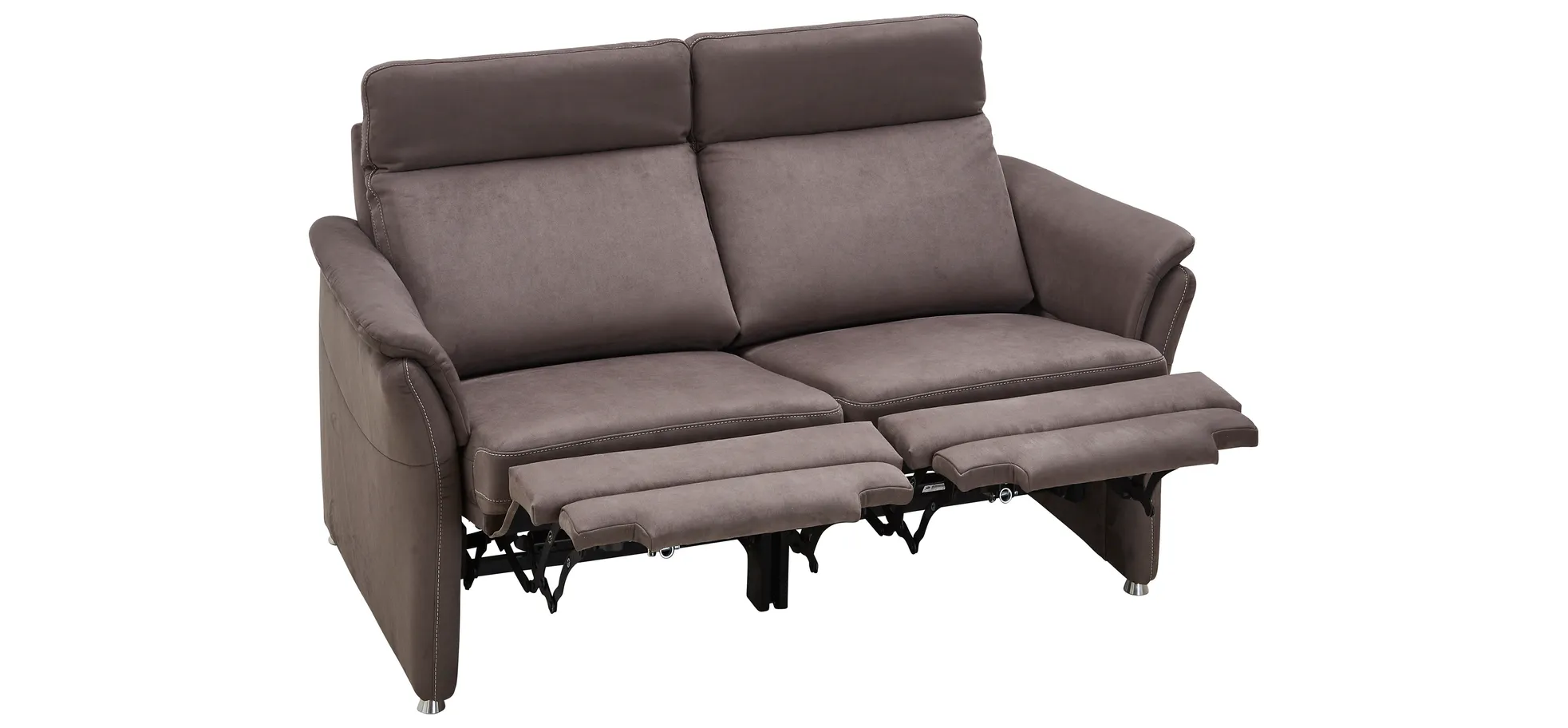 Sofa Arima - 2-Sitzer inkl. Relaxfunktion (motorisch), Stoff, Dunkelbraun