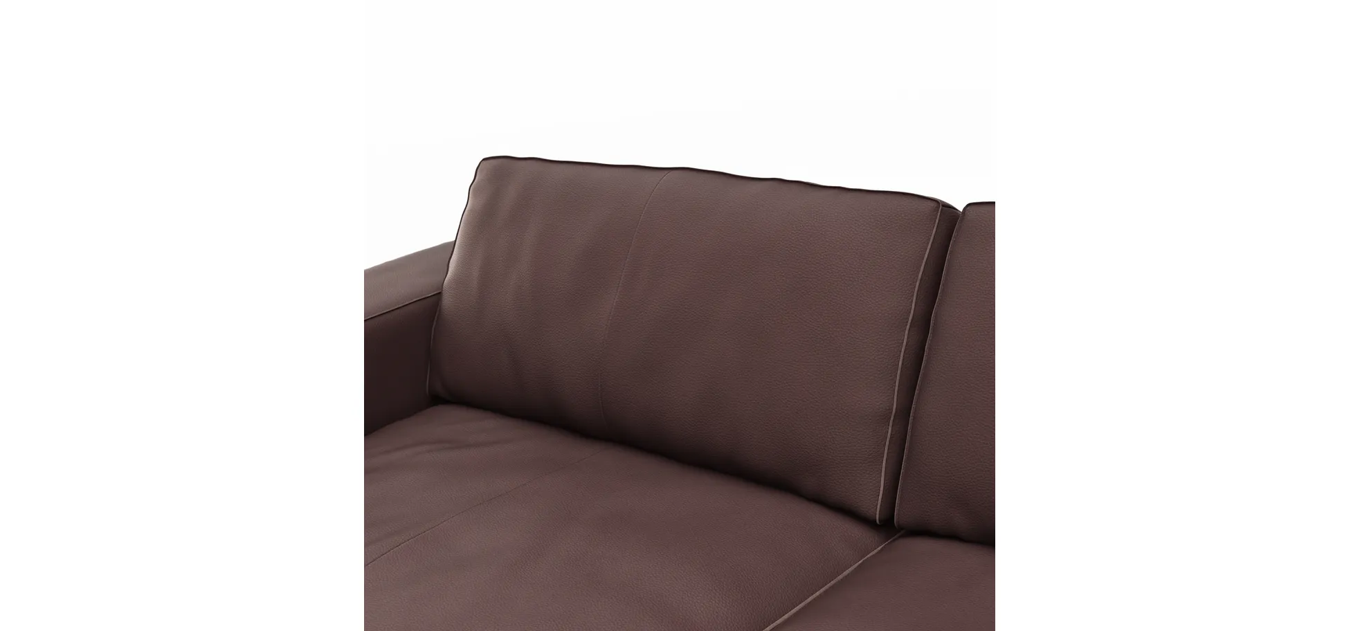 Sofa Aprino 1 - 3,5-Sitzer L, Dickleder, Dunkelbraun, Armlehne Block breit