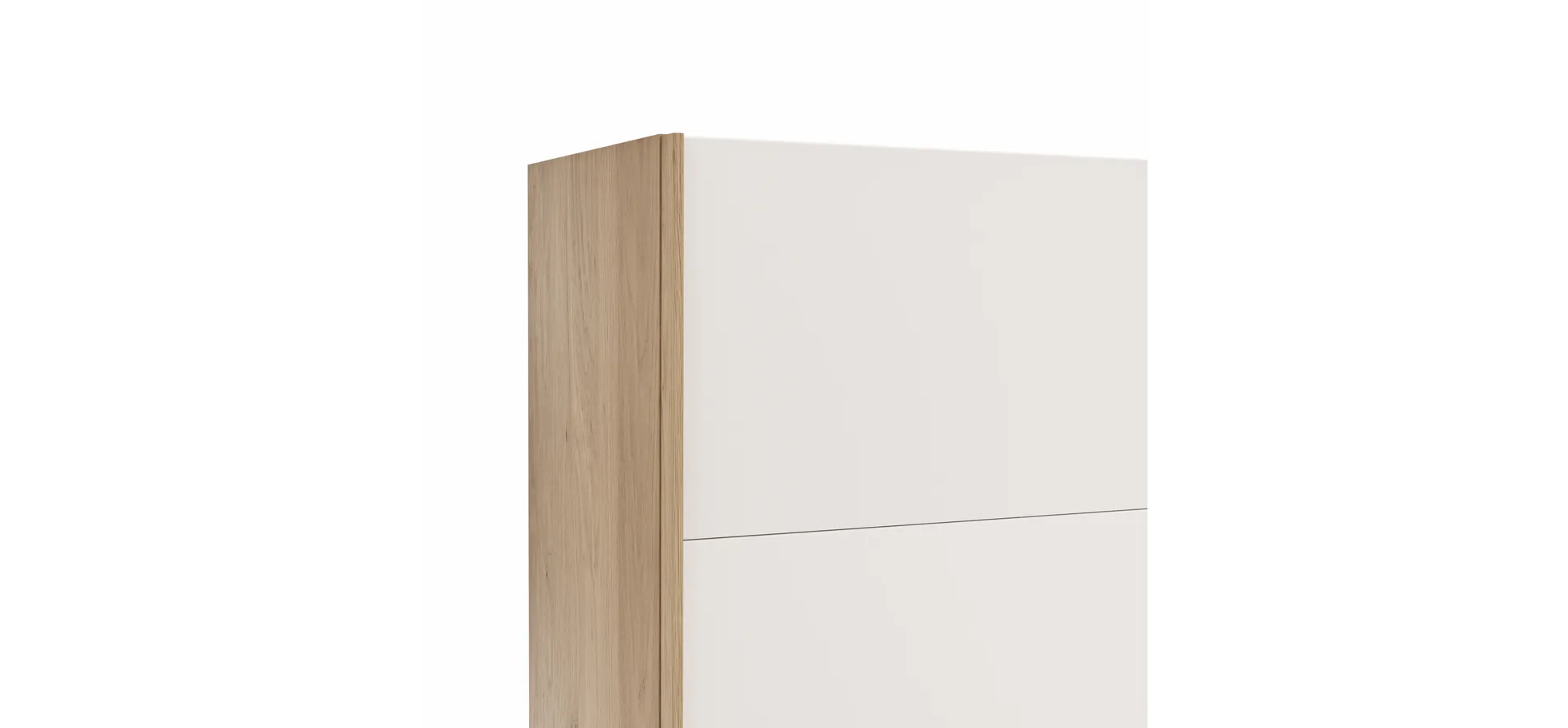 Schwebetürenschrank Viana - B ca. 241 cm, Lack, Weiß, Riffholz, Balkeneiche