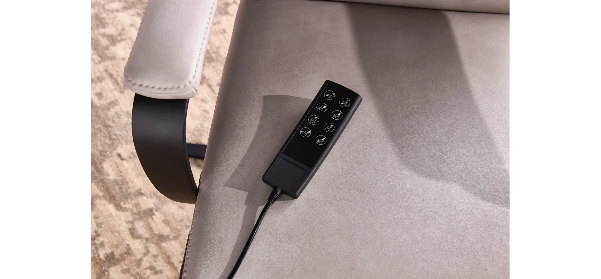 Relaxsessel Avela Relax - Größe L, Kopf-/ Fußteil und Rückenlehne verstellbar, Leder, Steingrau