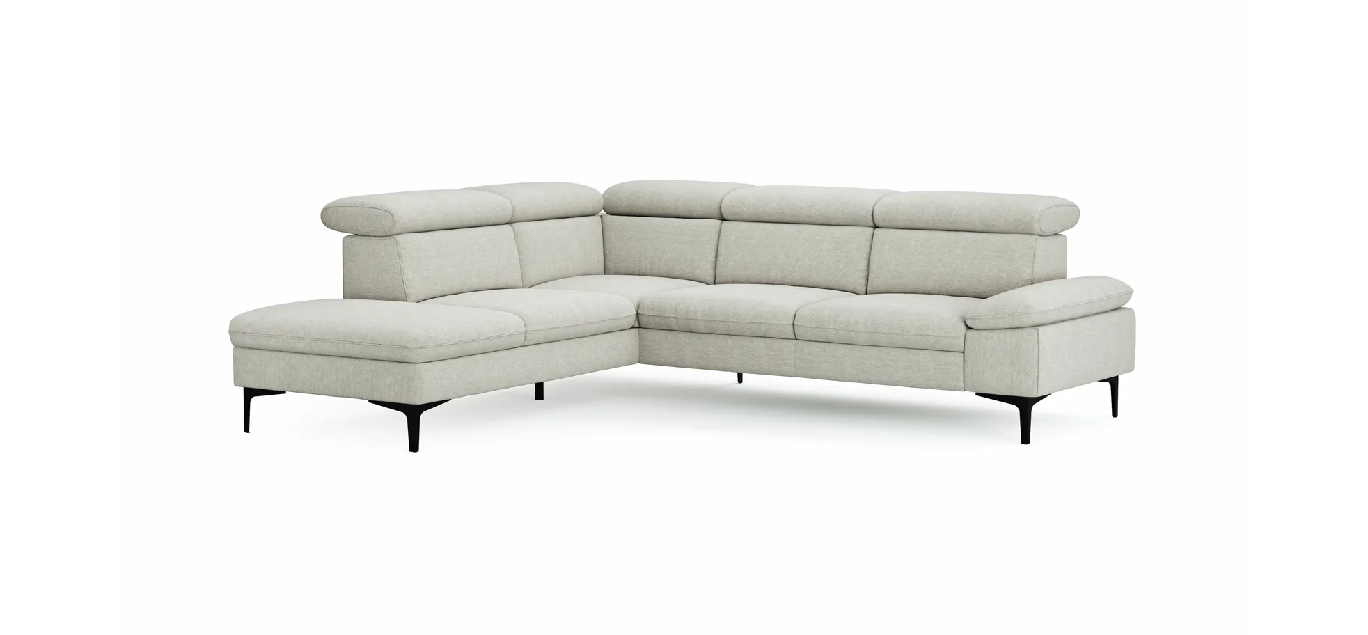 Ecksofa Felipa - Ecke links mit 2,5-Sitzer inkl. Kopfteil verstellbar, Stoff, Natur