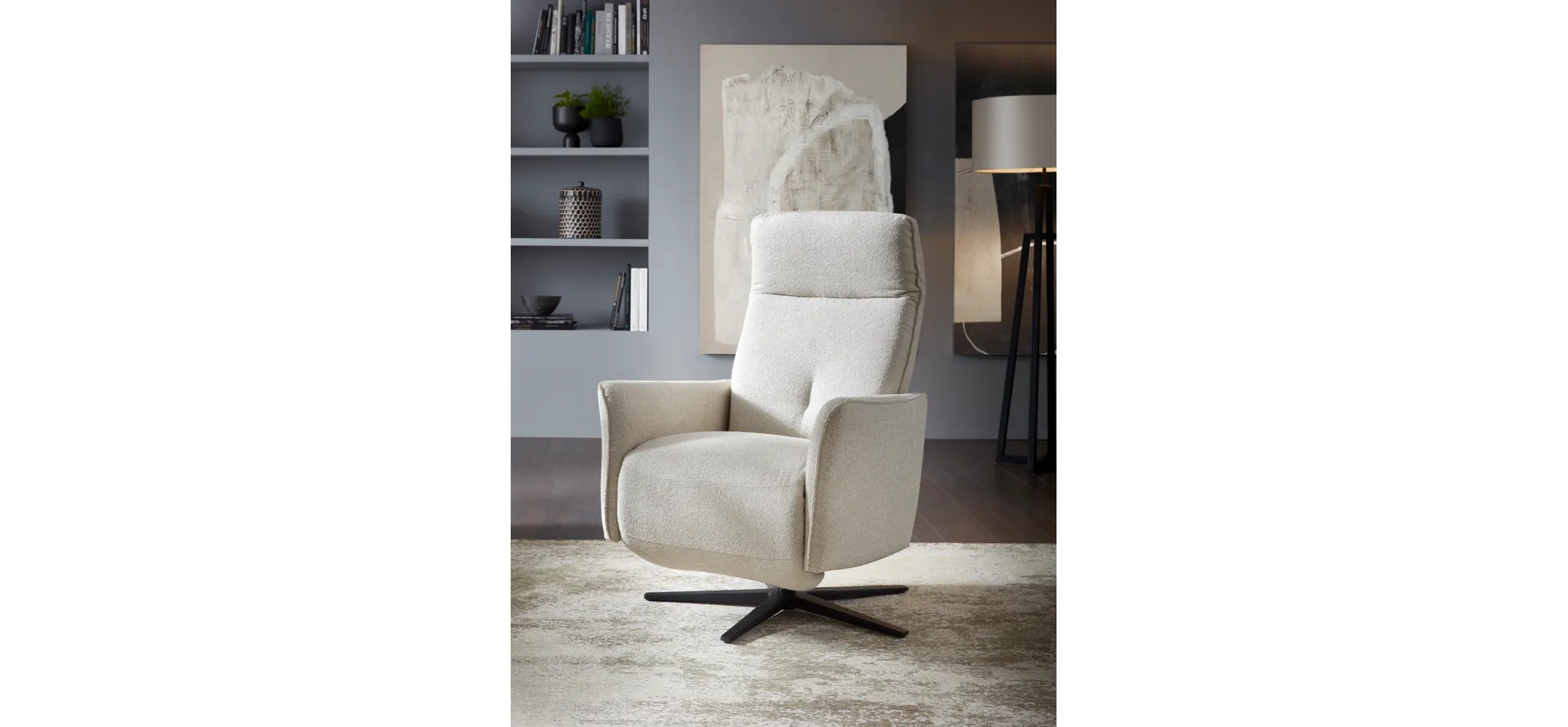 Relaxsessel Amadena - Relaxfunktion (manuell), Stoff, Creme