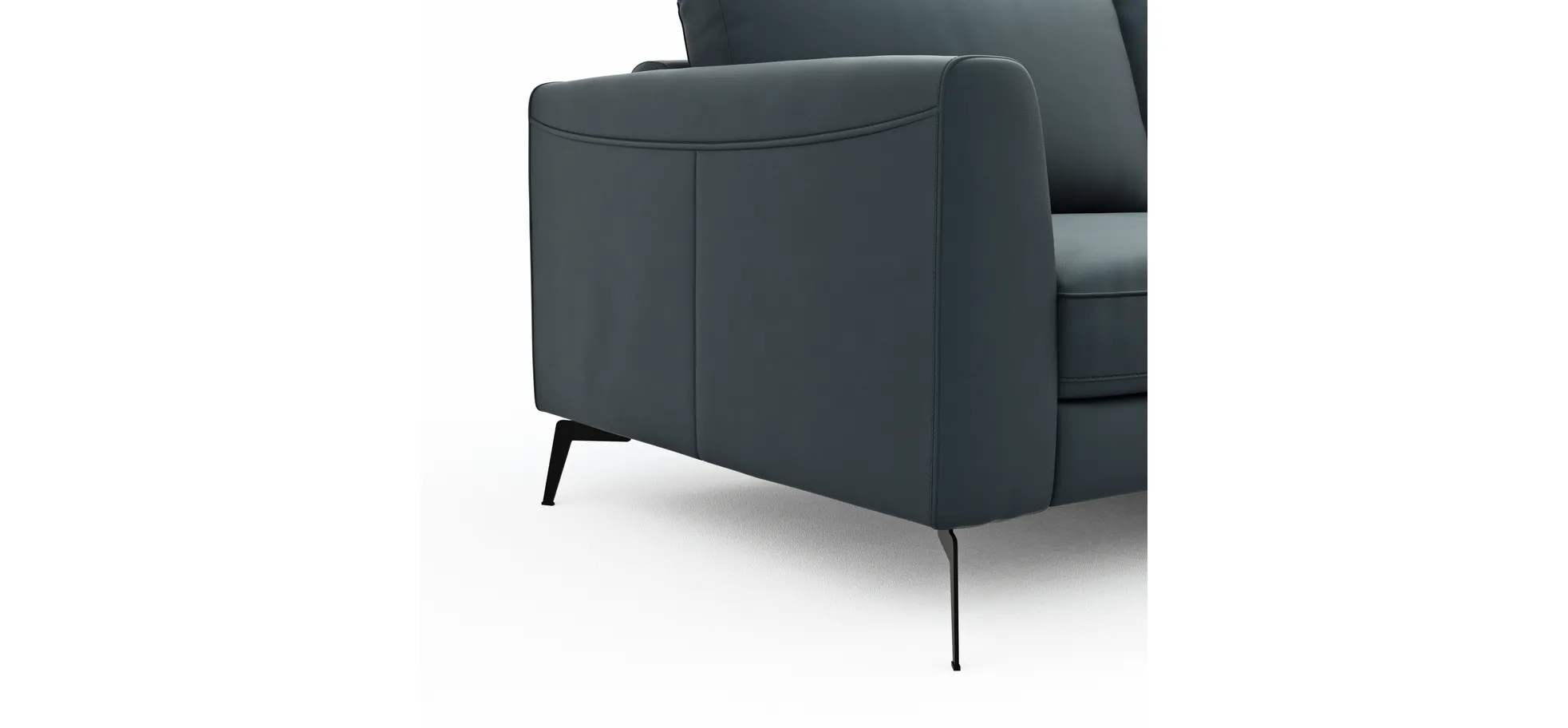 Ecksofa Oviedo - 2-Sitzer mit Ecke rechts, Leder, Dunkelblau