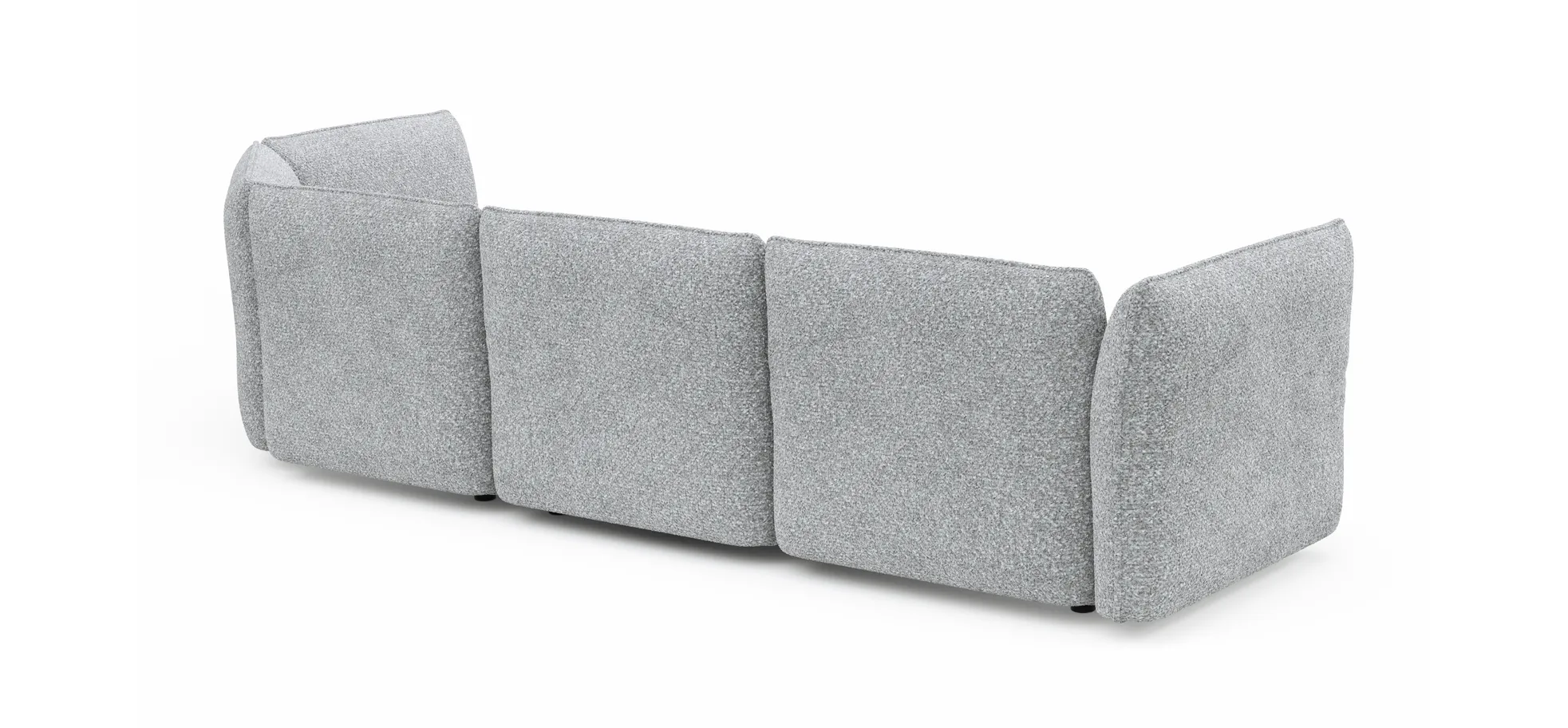 Trapezsofa Motone - 2-Sitzer mit Ecke rechts, Stoff, Hellgrau