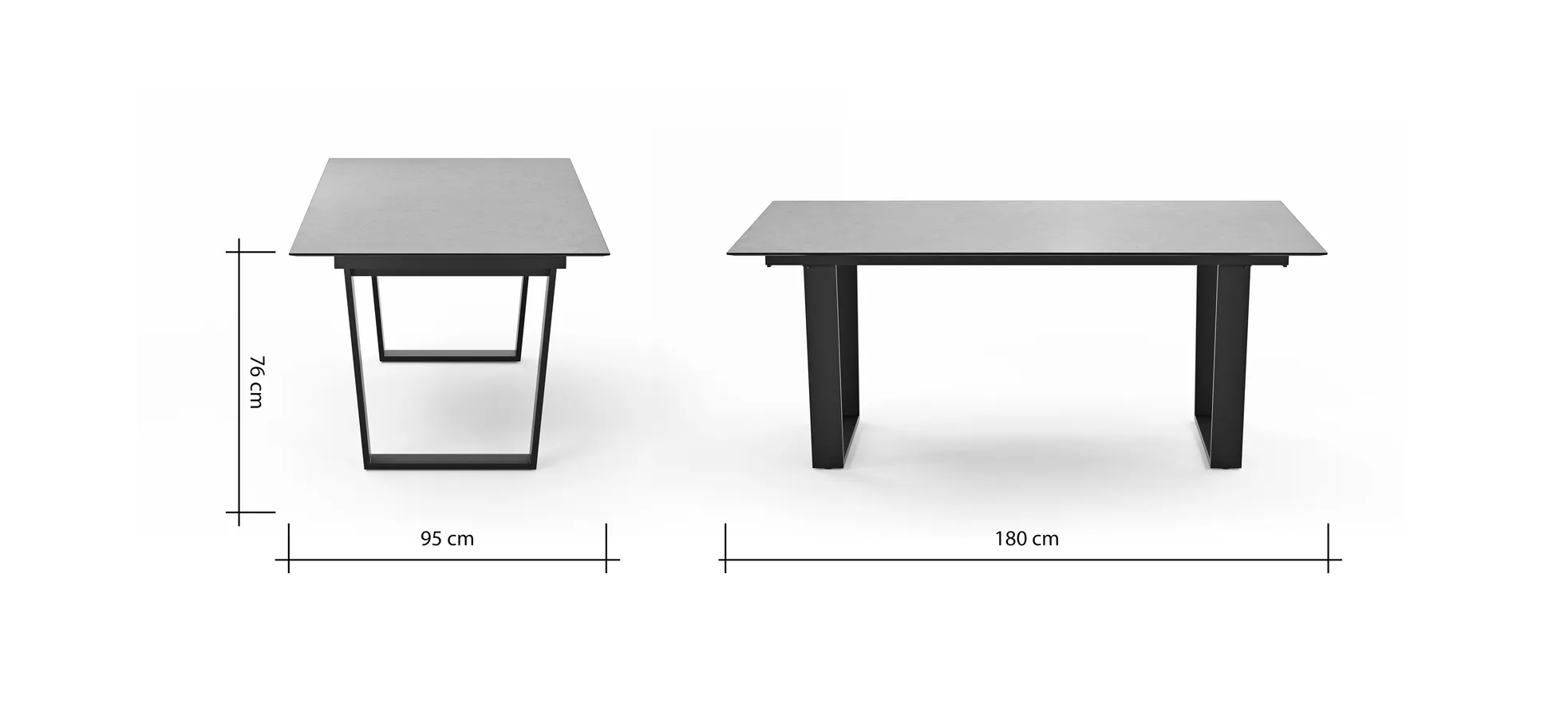 Esstisch Dinner - verlängerbar, LB ca. 180x95 cm, Kunststoff, Grau