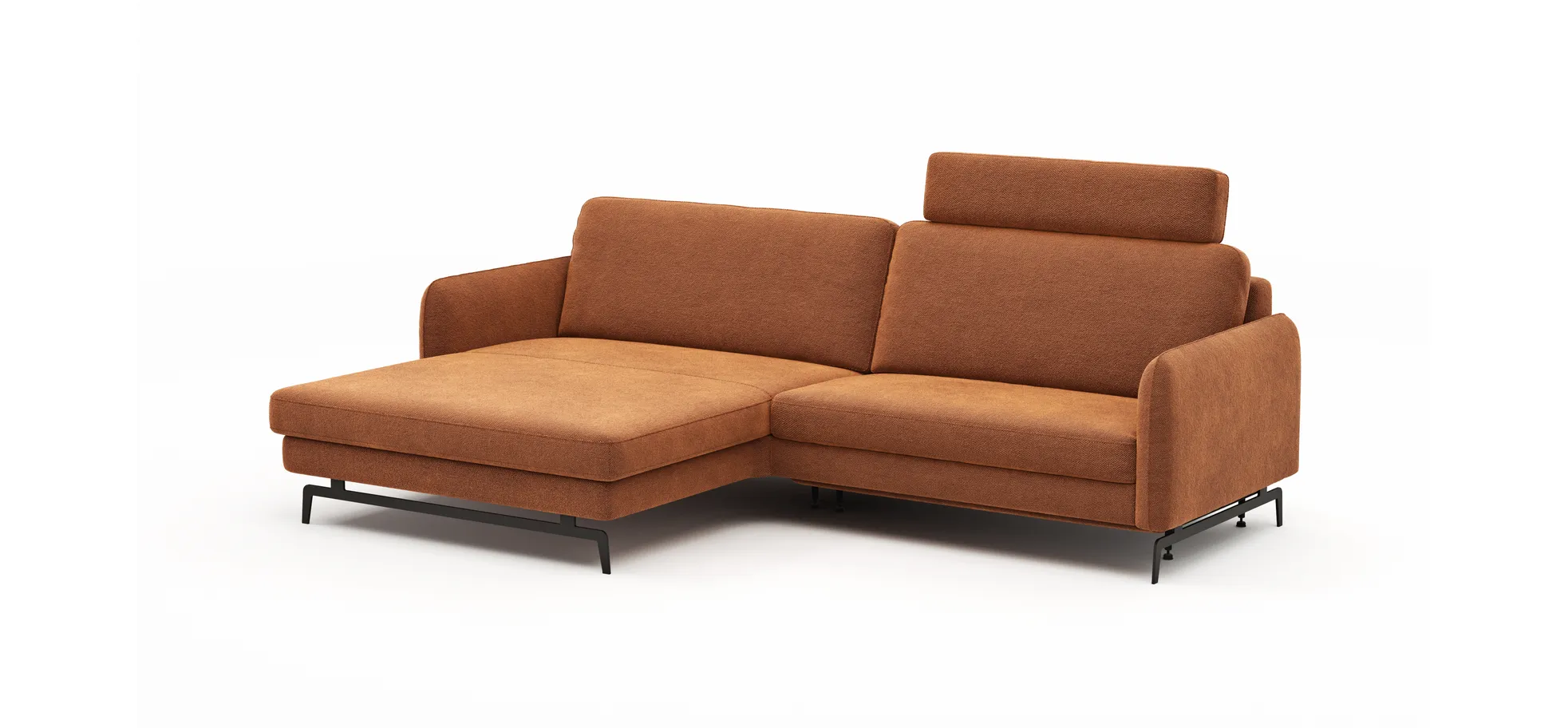 Ecksofa Enna - Longchair Links mit 1,75-Sitzer, inkl. motorischer Relaxfunktion, Stoff, Terracotta