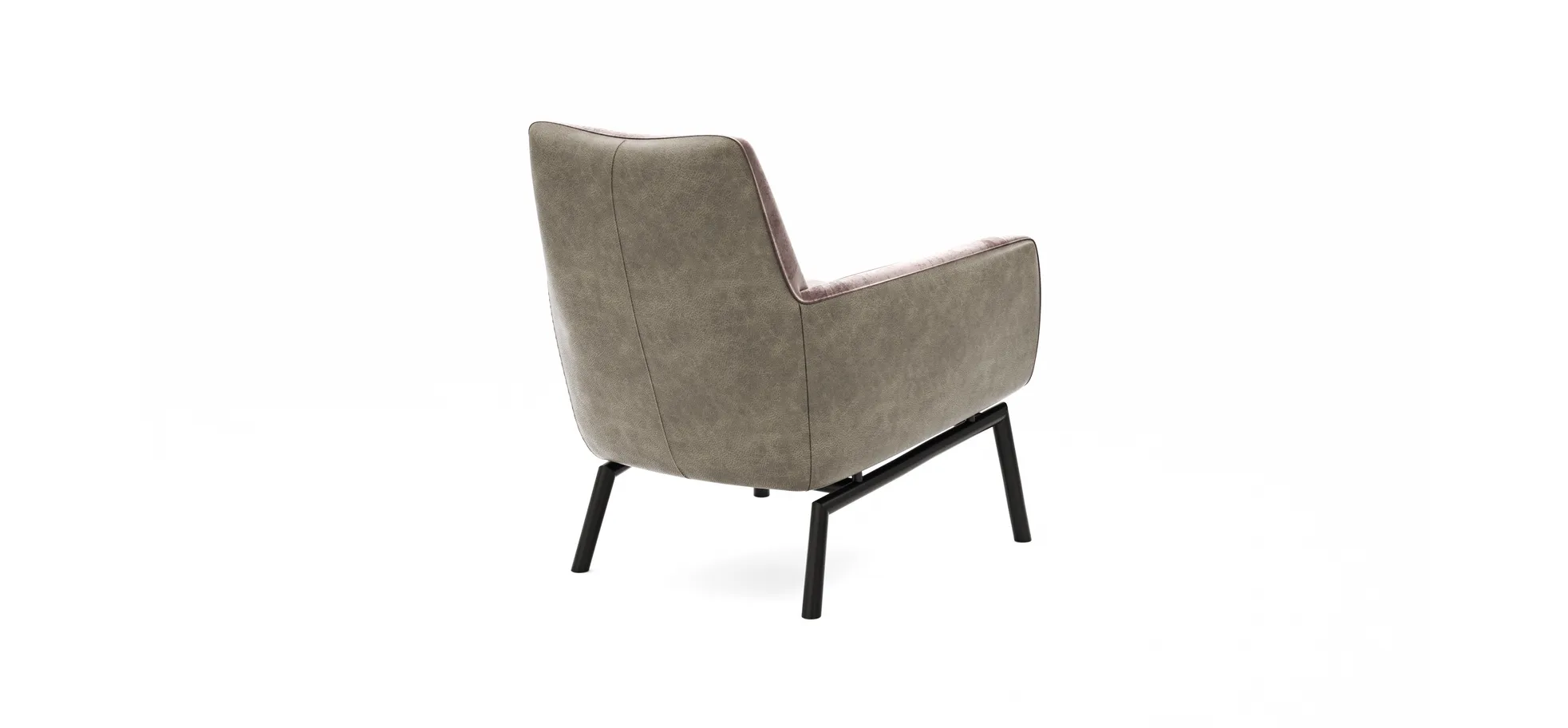 Sessel Matina - Größe M, Leder&Stoff, Dunkelbraun, Mauve