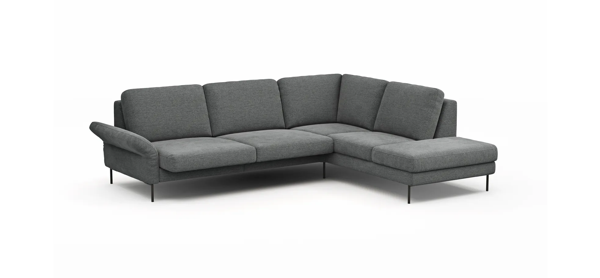 Ecksofa Enna - 3-Sitzer, Ecke rechts, Sitzvorzug (motorisch), Stoff, Anthrazit