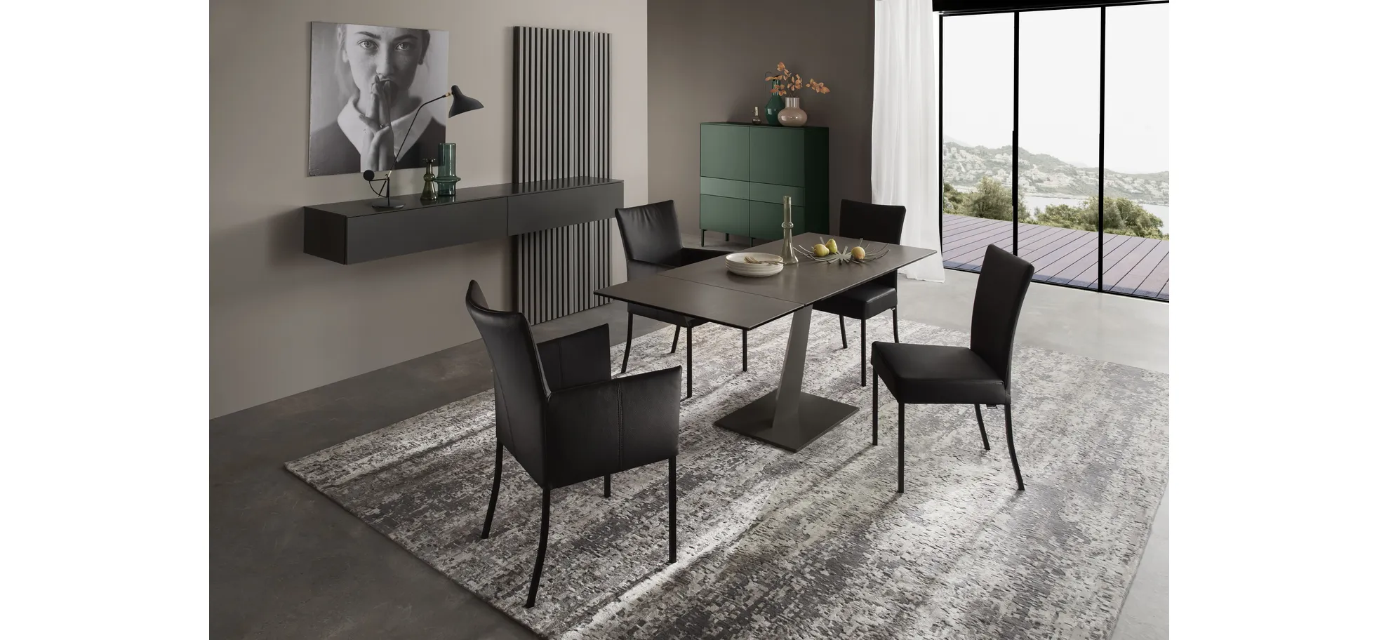 Stuhl Penthouse - Leder, Schwarz, 4 Fuß, Metall, Schwarz