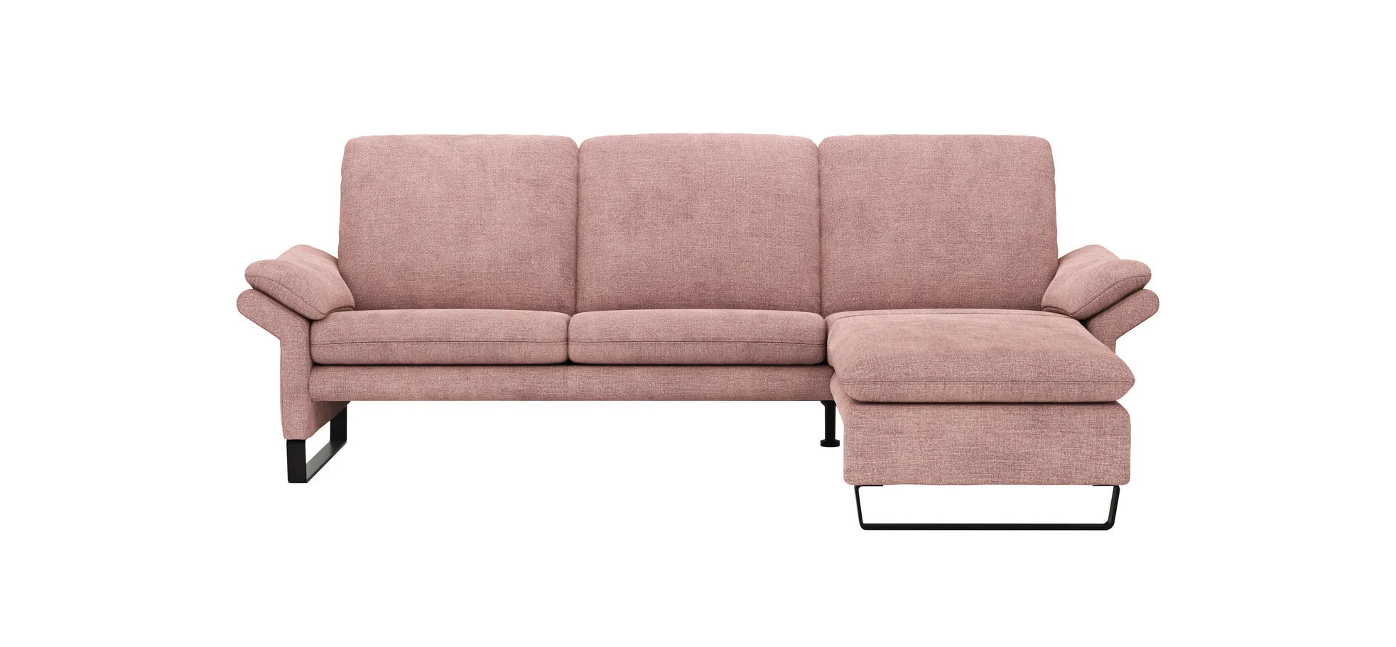 Ecksofa Tenero - 2-Sitzer mit Longchair rechts, Stoff, Helles Rosa 110722