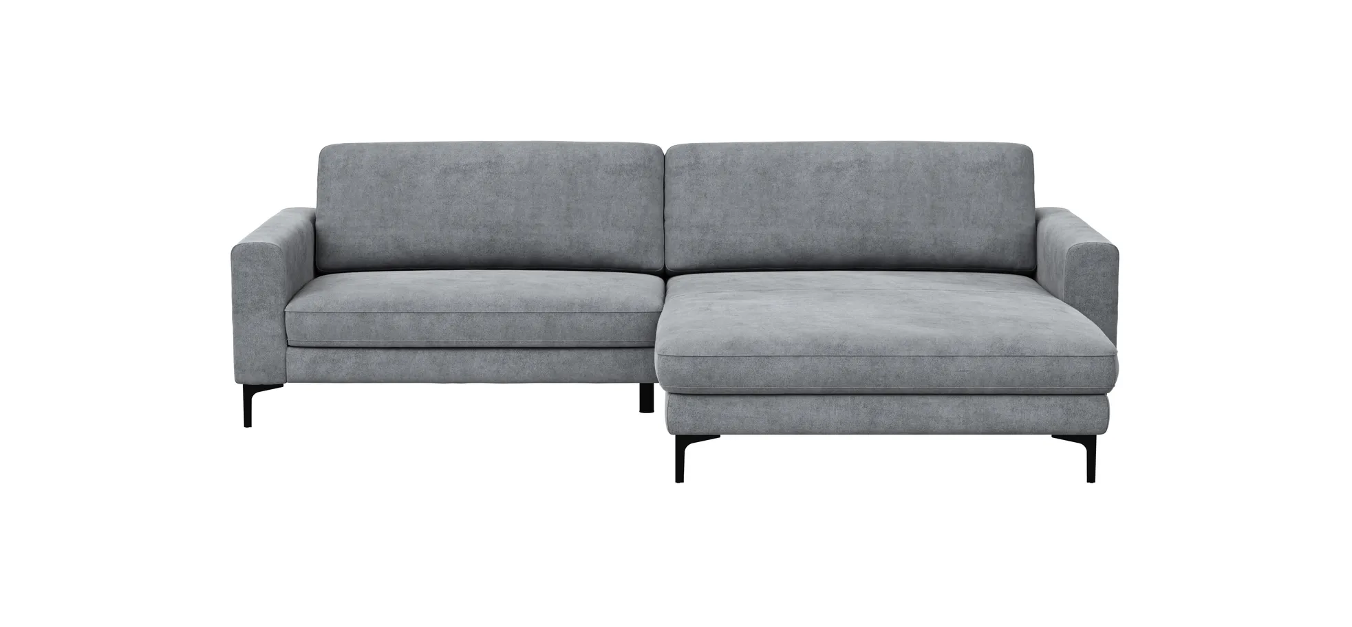 Ecksofa Oviedo - 1,5-Sitzer mit Longchair rechts inkl. Relaxfunktion (motorisch), Stoff, Grau 102354