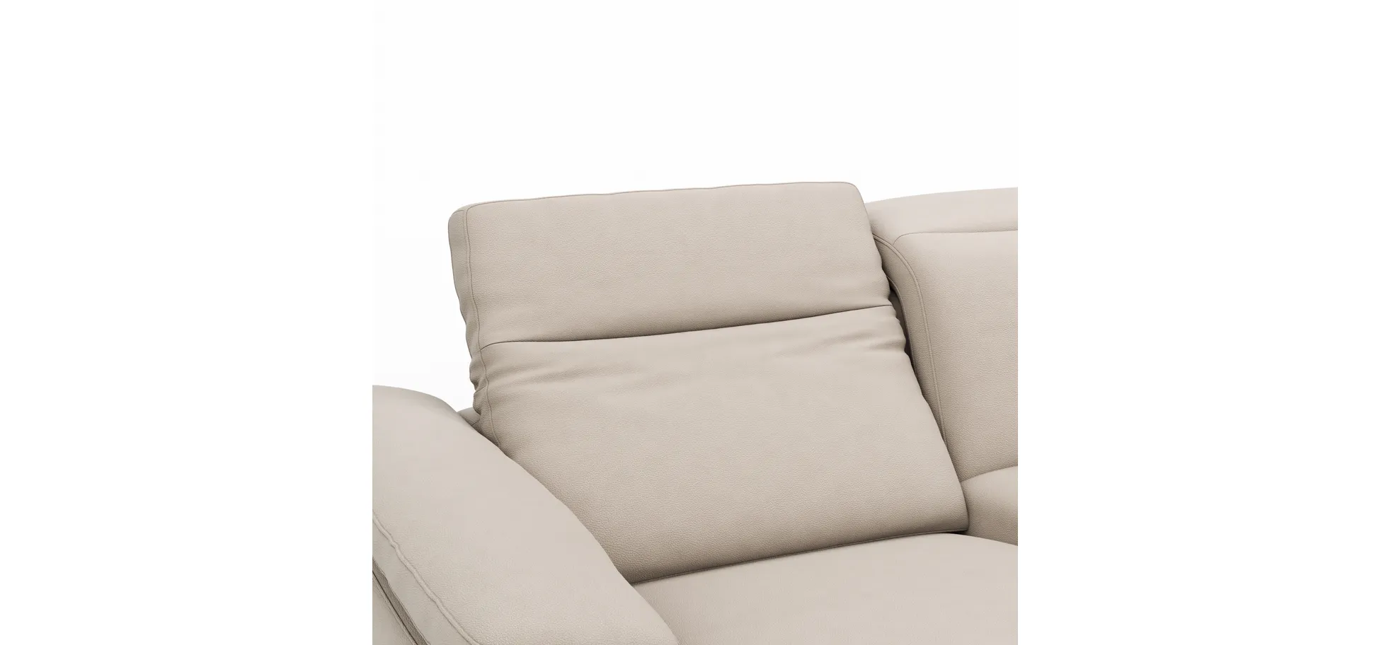 Sofa Rafaela 2.0 - 2,5-Sitzer inkl. 1x Relaxfunktion und Kopfteile verstellbar, Leder, Champagner