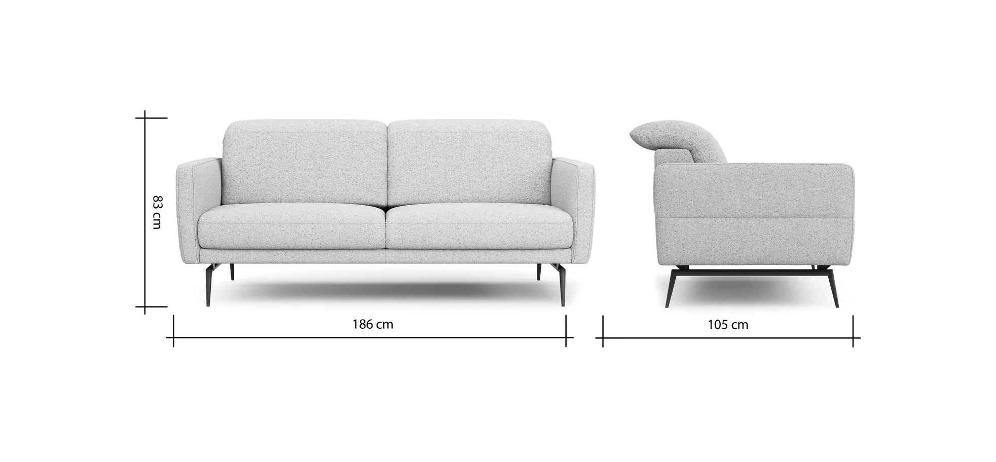 Sofa Estrela 2.0 - 2,5-Sitzer inkl. Kopfteil/Armteil verstellbar und Sitzvorzug motorisch, Stoff, Creme