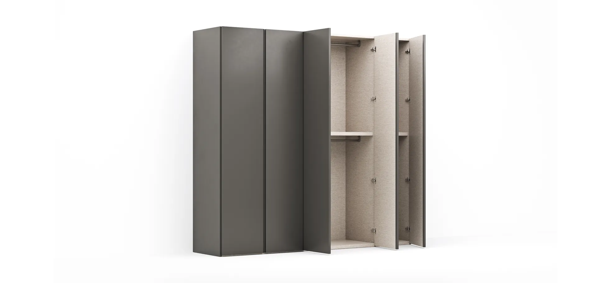 Drehtürenschrank Loretto - B ca. 254 cm, Melamin matt, Anthrazit
