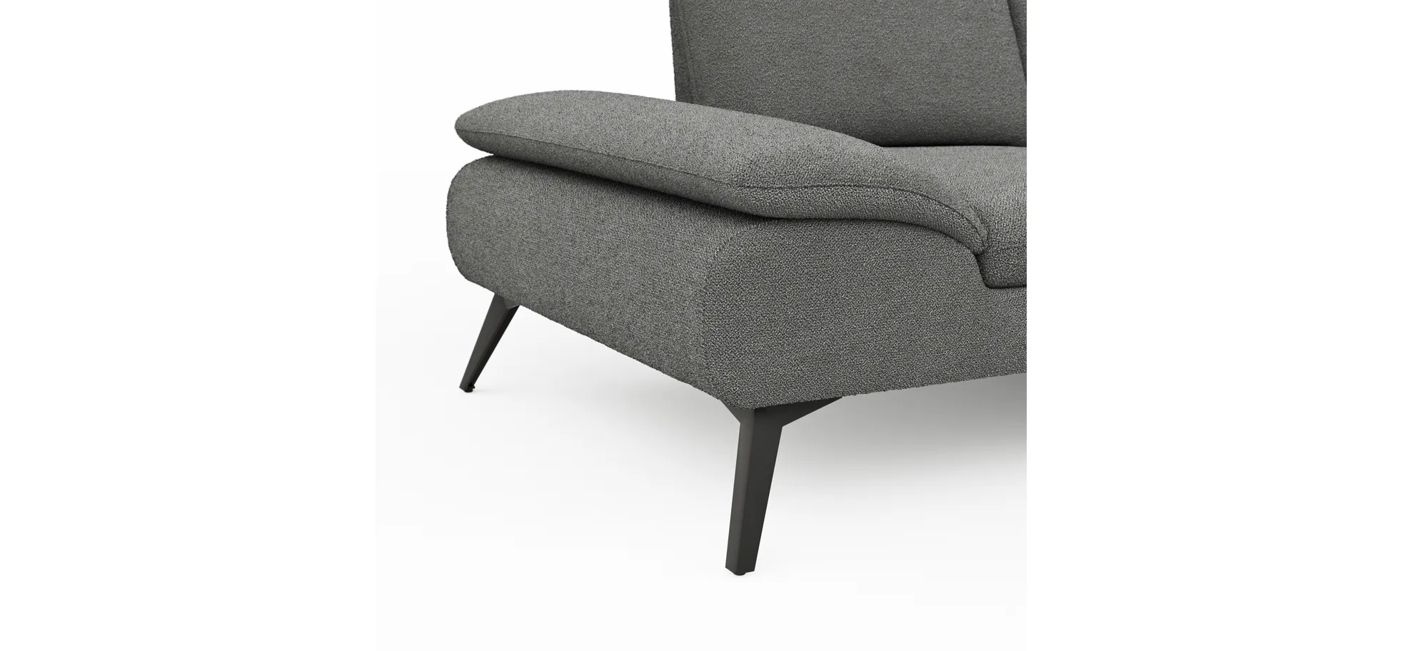 Ecksofa Collina - 2,5-Sitzer, Longchair rechts, Stoff, Dunkelgrau