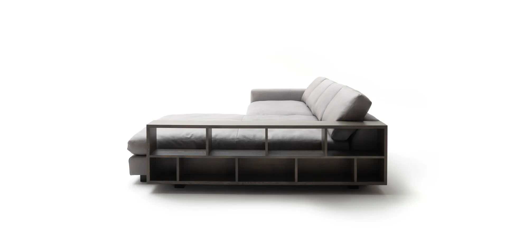 Ecksofa Aprino 1 - 2,5-Sitzer mit Longchair rechts, Leder, Grau