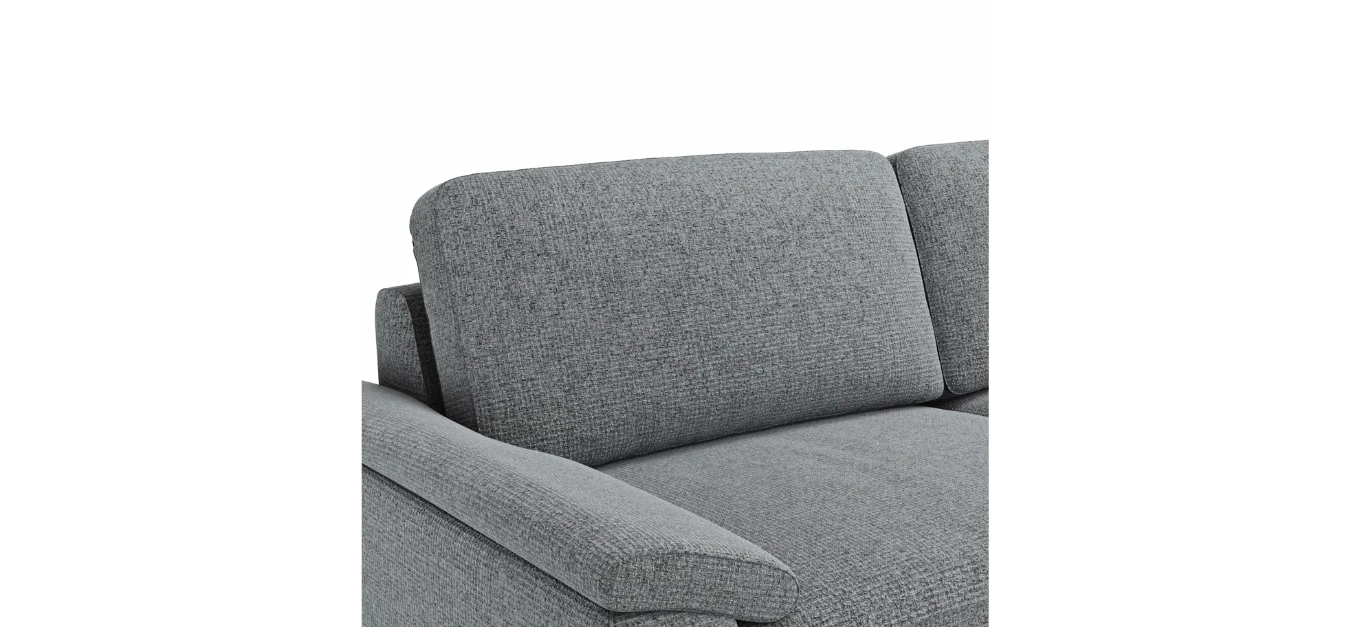 Ecksofa Oviedo - 2,5-Sitzer mit Ecke rechts inkl. Drehsitz, Stoff, Grau