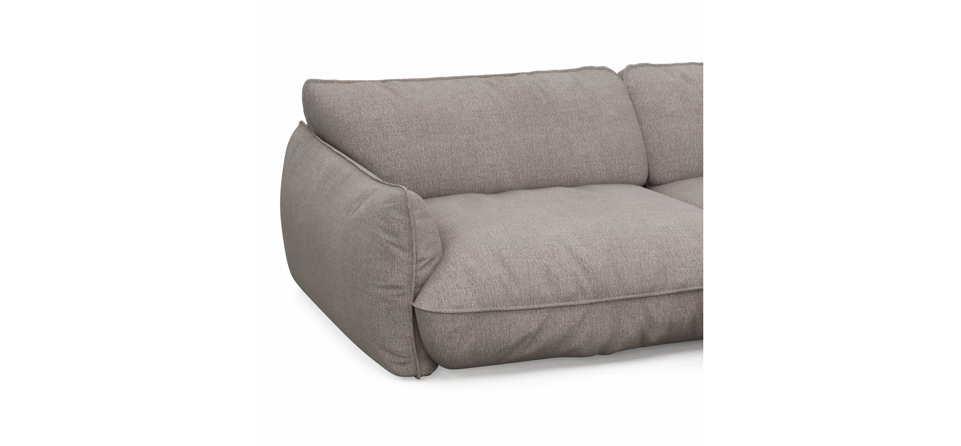 Ecksofa Fluffy - 2,5-Sitzer mit Longchair rechts inkl. Rückenlehne verstellbar, Stoff, Taupe