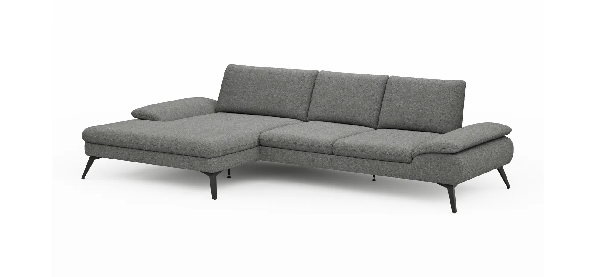 Ecksofa Collina - Longchair links, 2,5-Sitzer, Stoff, Dunkelgrau