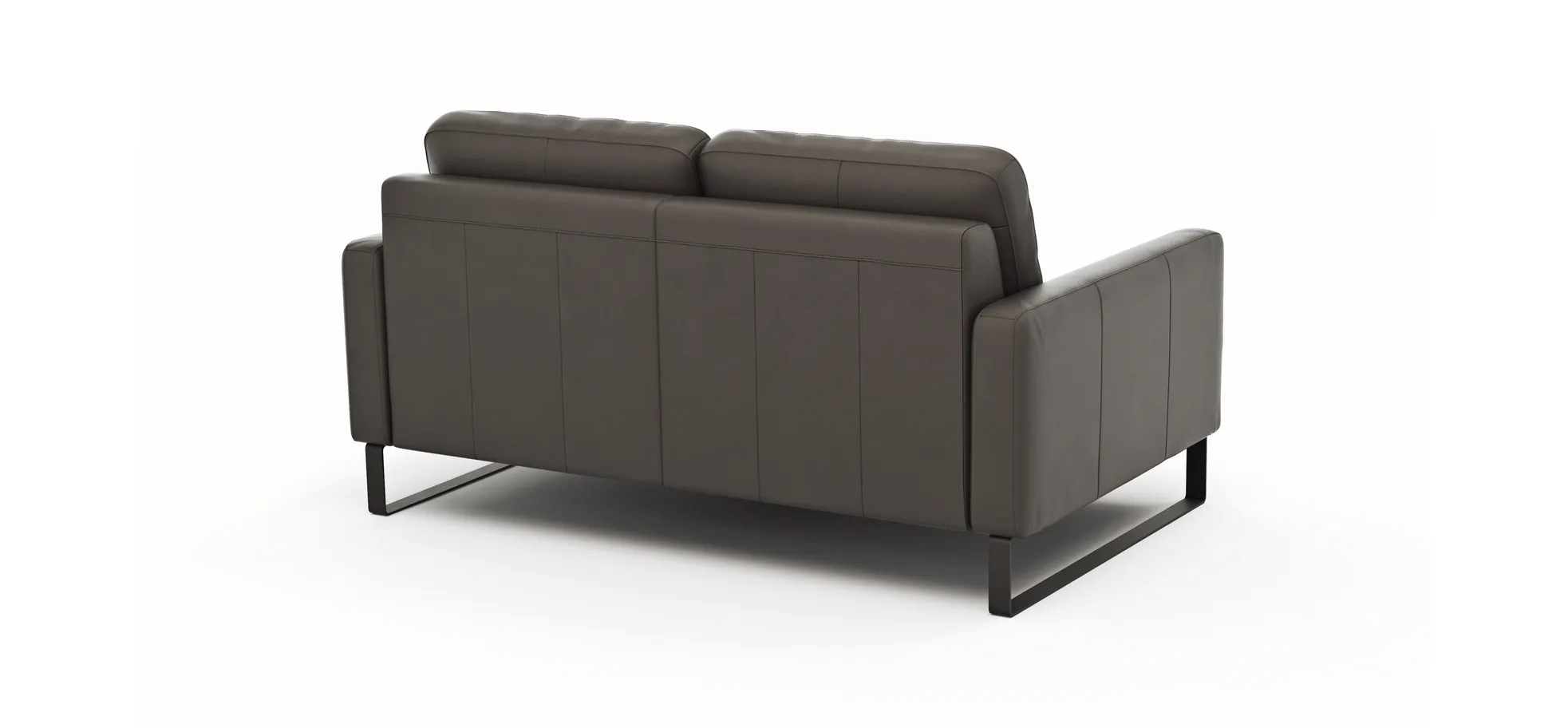 Sofa Enna - 2,5-Sitzer, Armlehne A, Leder, Schwarz, Kufe, Schwarz