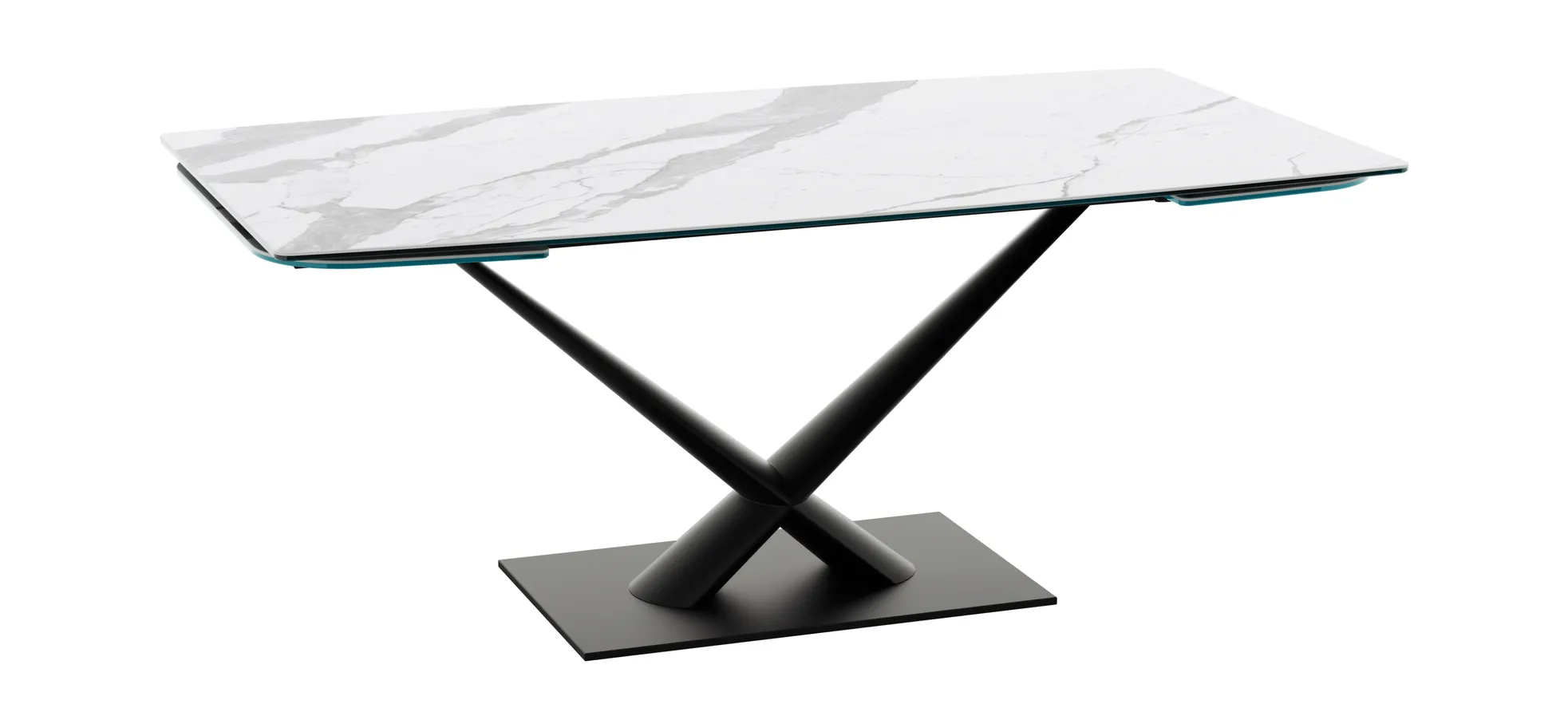 Esstisch Savona - LB ca. 200x100 cm, ausziehbar, Keramik, Weiß, Bootsform 131606