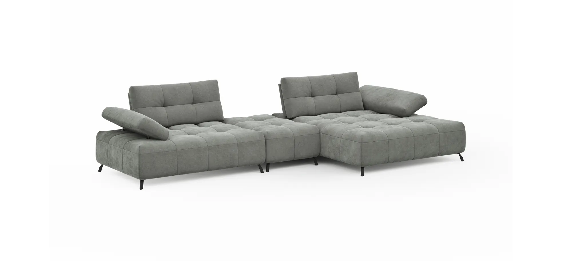 Ecksofa Comodo - 1-Sitzer, Longchair Rechts, Stoff, Hellgrau