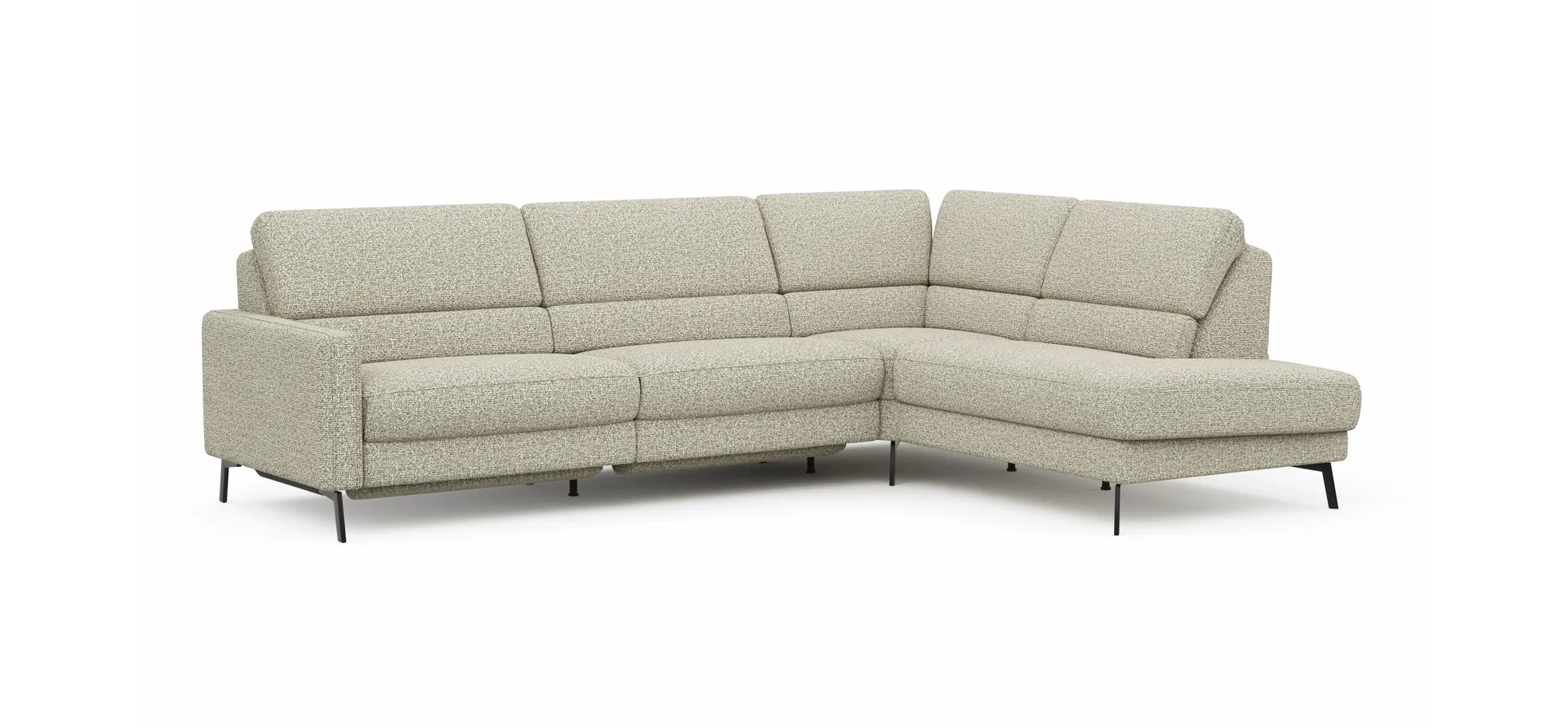 Ecksofa Valera - 3-Sitzer mit Ecke rechts inkl. Rückenlehne verstellbar und Relaxfunktion motorisch, Stoff, Limone