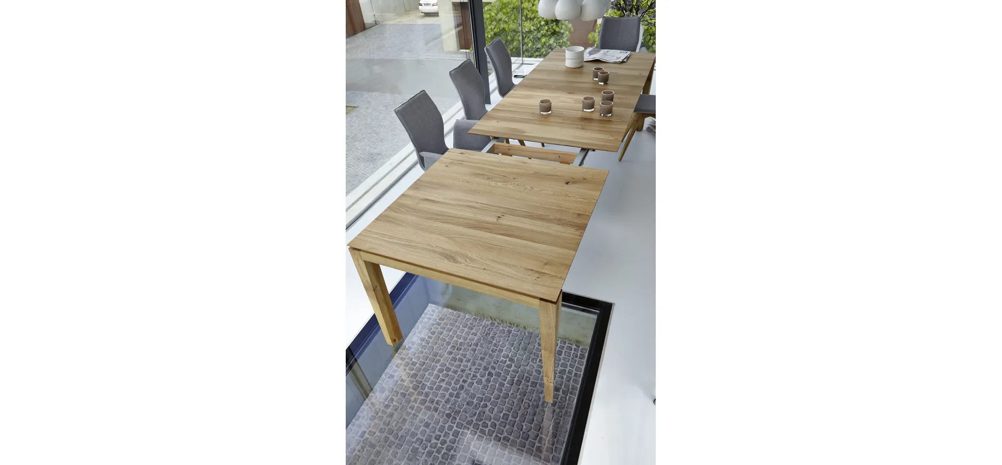 Esstisch 3400 - ausziehbar, LB ca. 200x100 cm, Asteiche massiv, Geölt, Gedrehter Fuss
