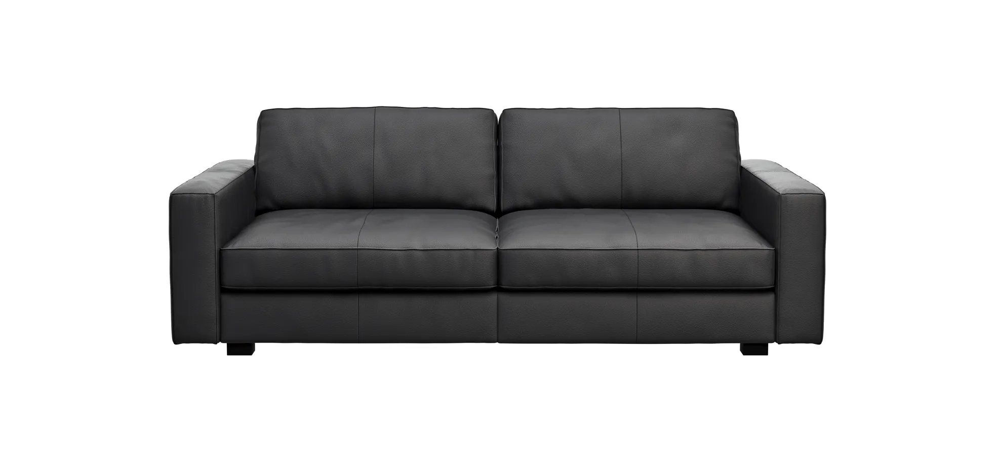 Sofa Aprino 2 - 3,5-Sitzer XL, Dickleder, Schwarz , Armlehne Block schmal 111305
