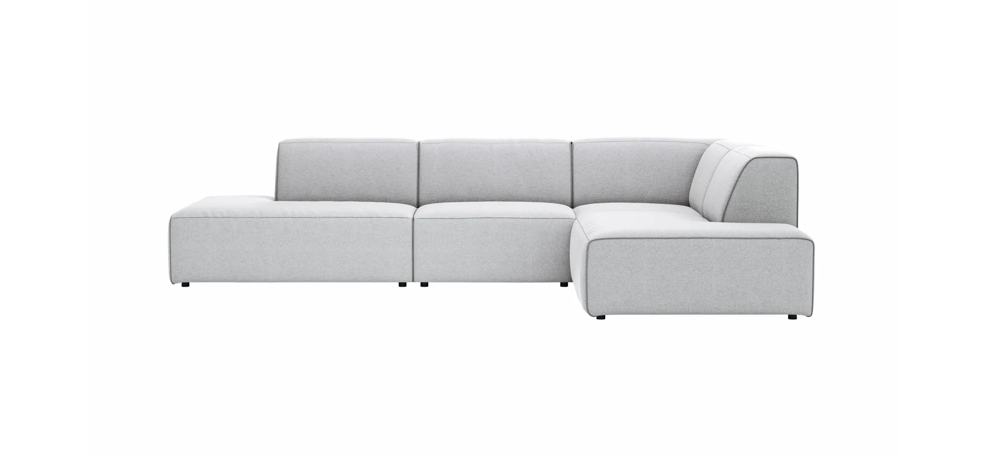 Ecksofa Elementos - Abschlusselement mit 1-Sitzer und Ecke rechts, Stoff, Hellgrau 137985