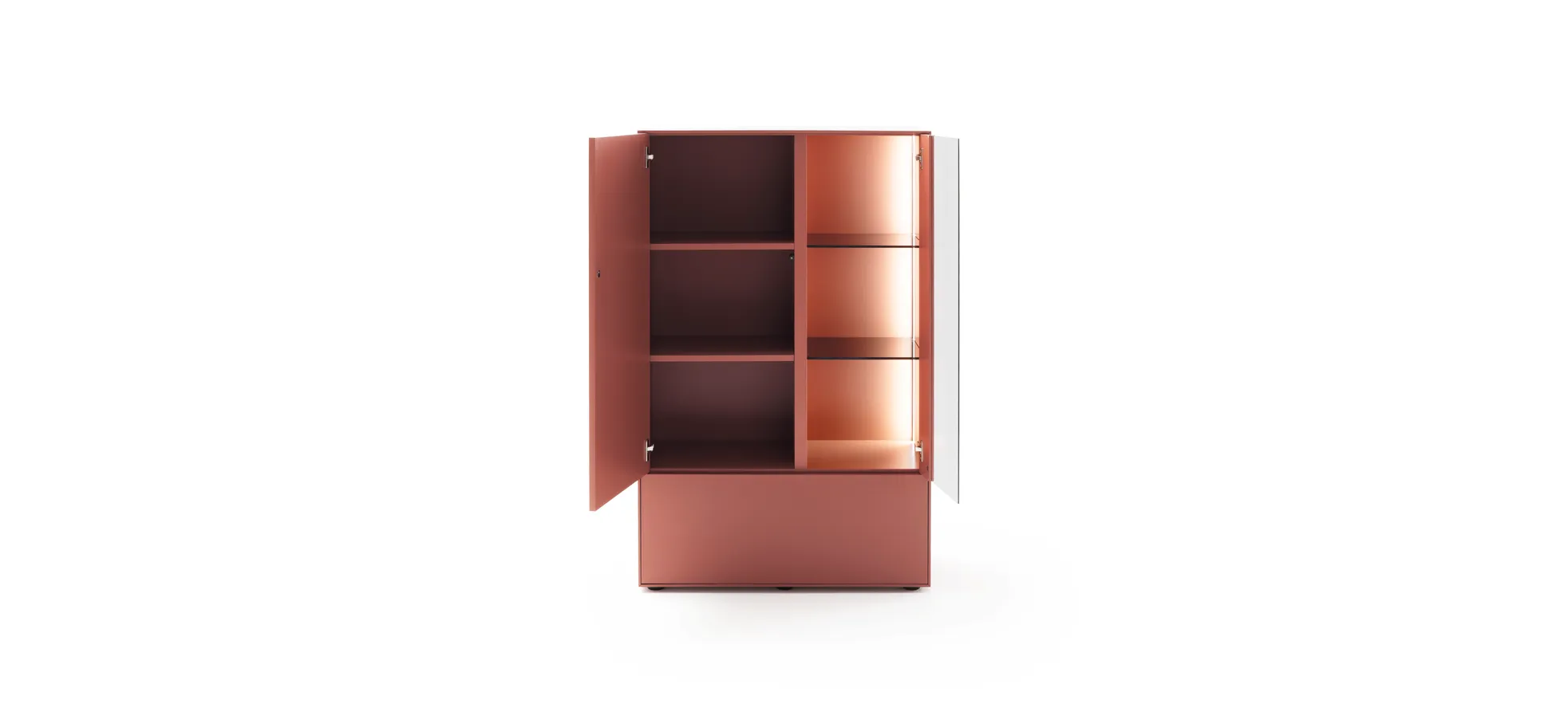 Highboard Colore - mit Beleuchtung, BHT ca. 90x144x45 cm, Lack Samtbeere