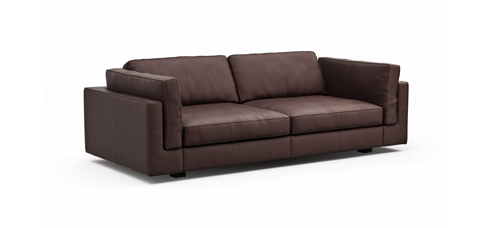 Sofa Aprino 3 - 3,5-Sitzer L, Dickleder, Dunkelbraun, Armlehne Kissen
