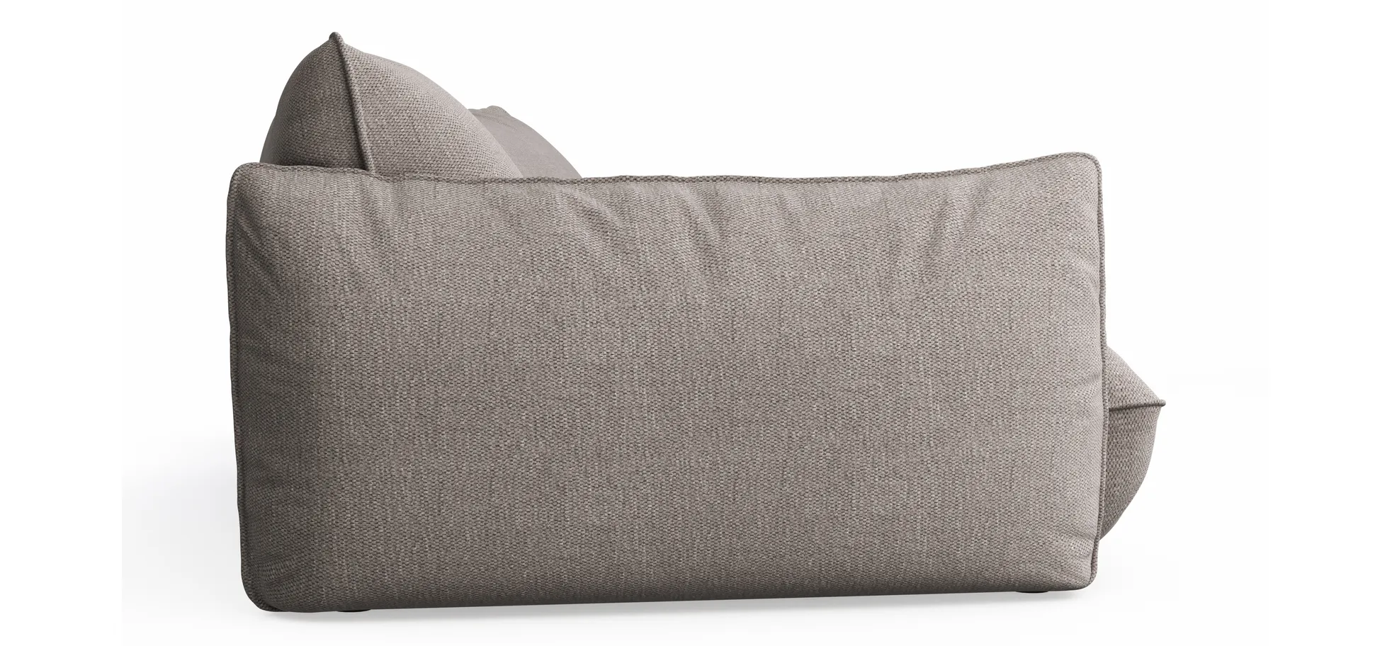 Trapezsofa Fluffy - 2-Sitzer mit Trapezelement und Abschlussteil inkl. Rückenlehne verstellbar, Stoff, Taupe