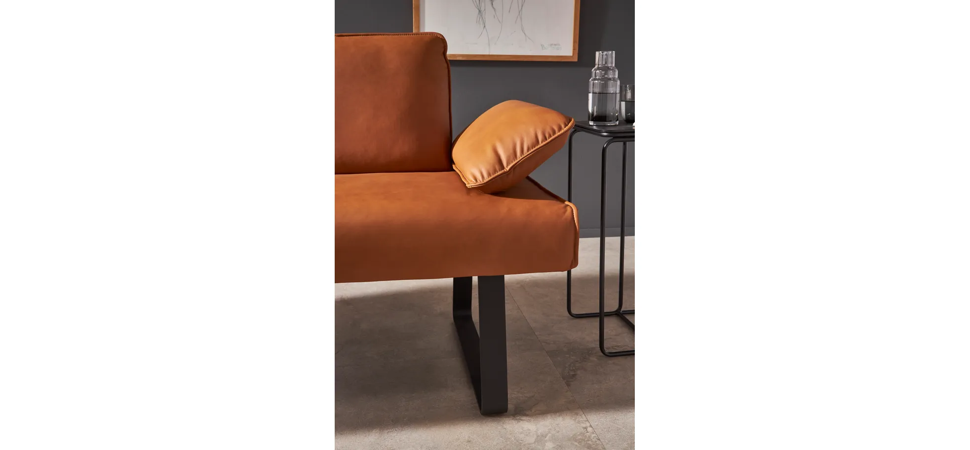 Polsterbank Elda - Breite ca. 236 cm, Leder, Cognac