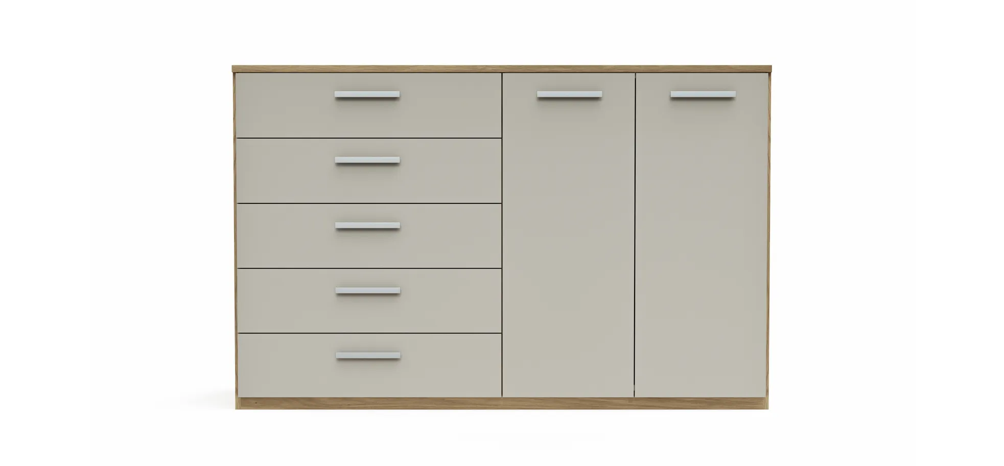Kommode Viana - Balkeneiche furniert, Taupe