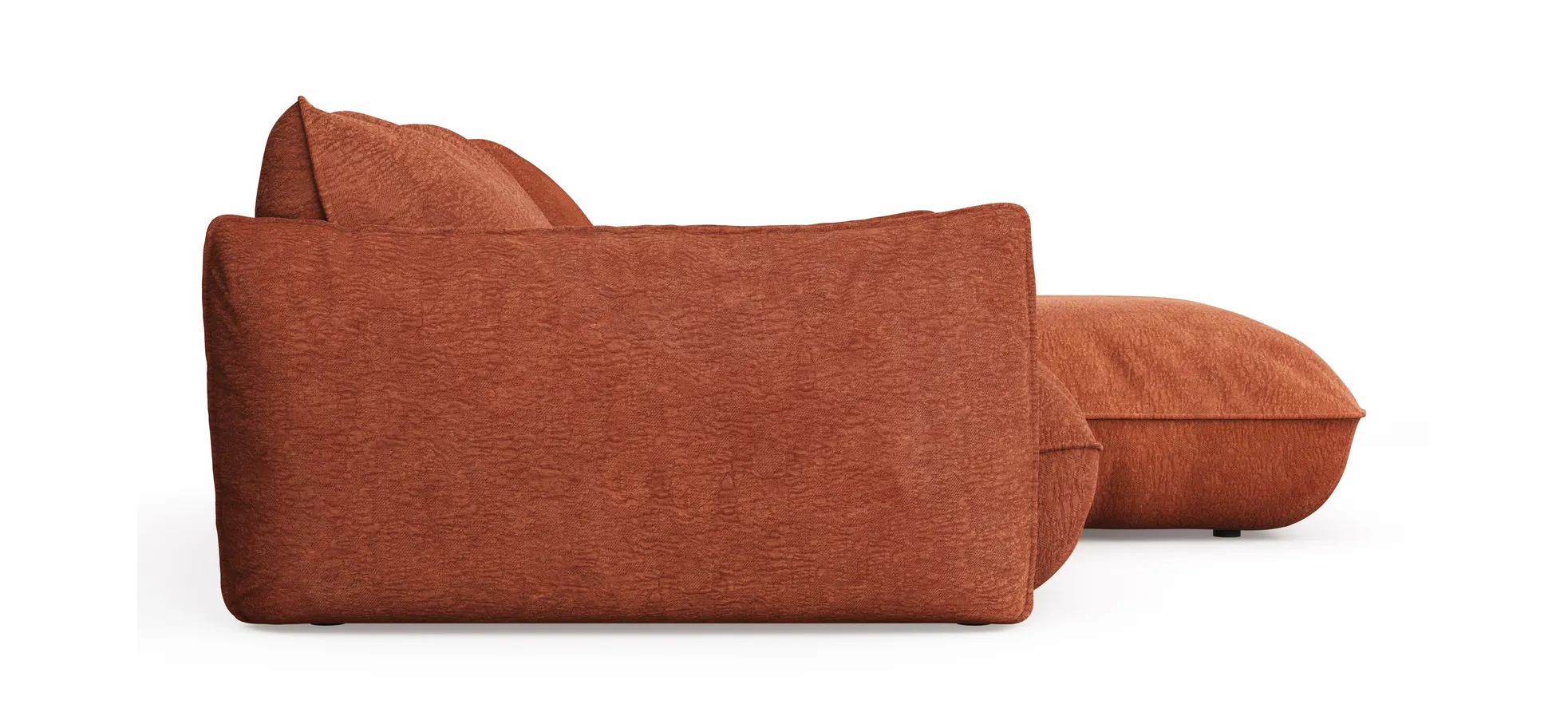 Ecksofa Fluffy - 2,5-Sitzer mit Longchair rechts inkl. Rückenlehne verstellbar, Stoff, Kupfer