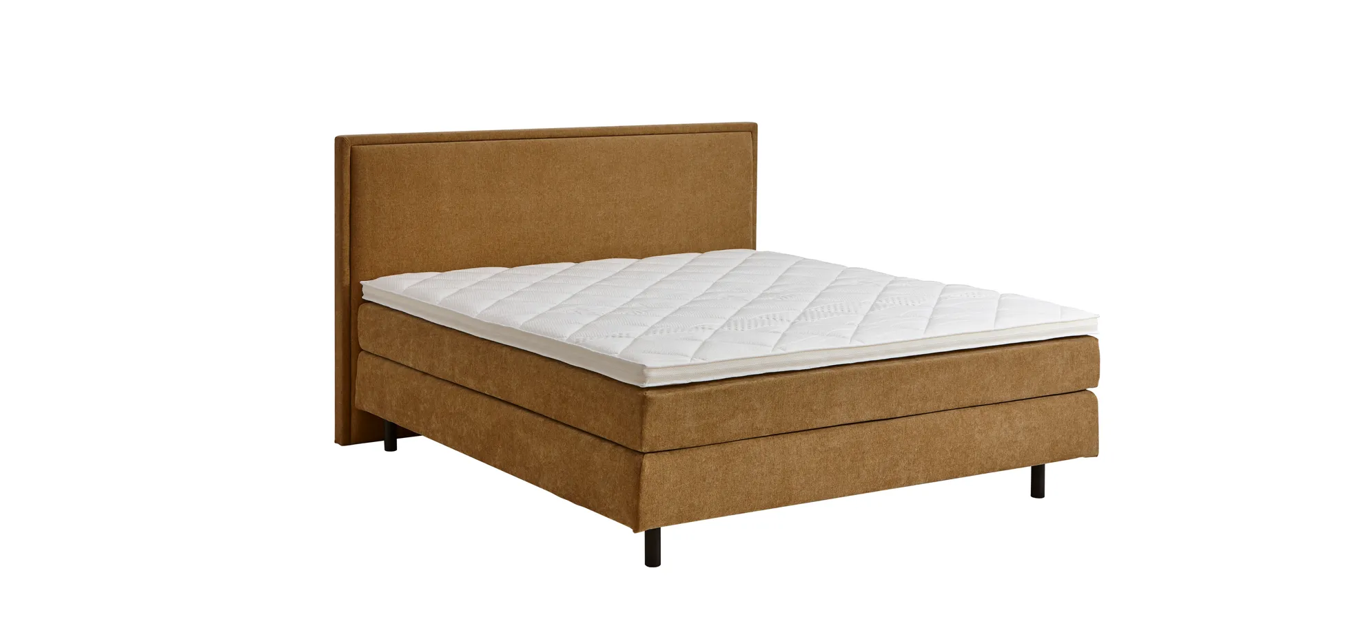 Boxspringbett Valencia - Liegefläche ca. 180x200 cm, Stoff, Senfgelb 134970