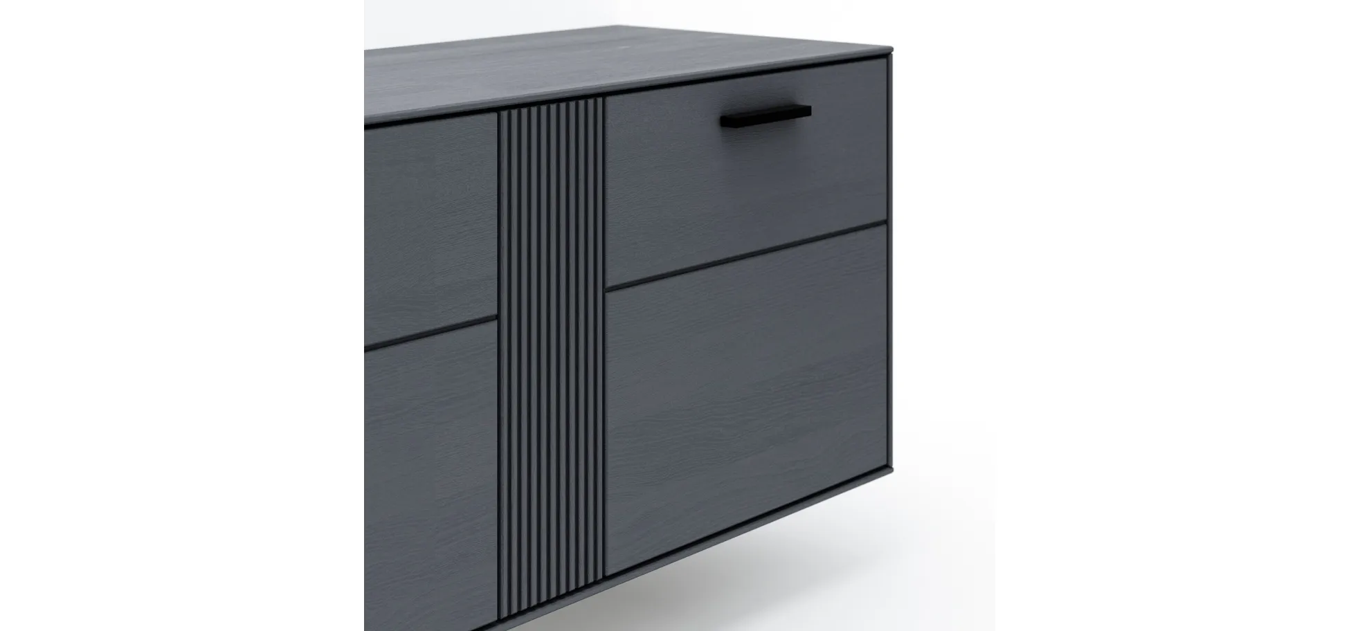 Lowboard Estana - Eiche massiv, Anthrazit 