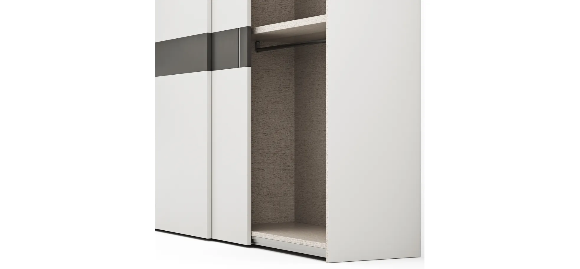 Schiebetürenschrank Loretto - B ca. 280 cm, Lack matt, Weiß