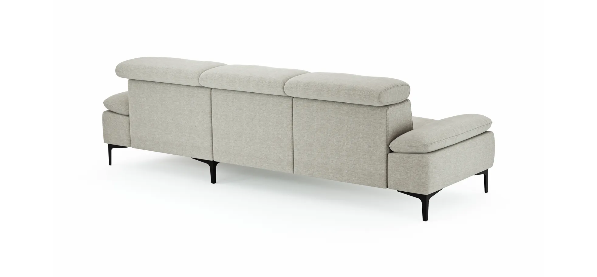 Ecksofa Felipa - 2,5-Sitzer mit Longchair rechts inkl. Kopfteil verstellbar, Stoff, Natur