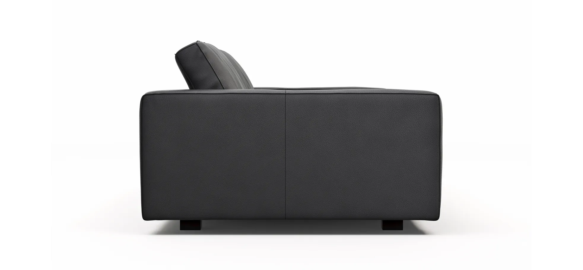 Sofa Aprino 2 - 3,5-Sitzer XL, Dickleder, Schwarz , Armlehne Block schmal