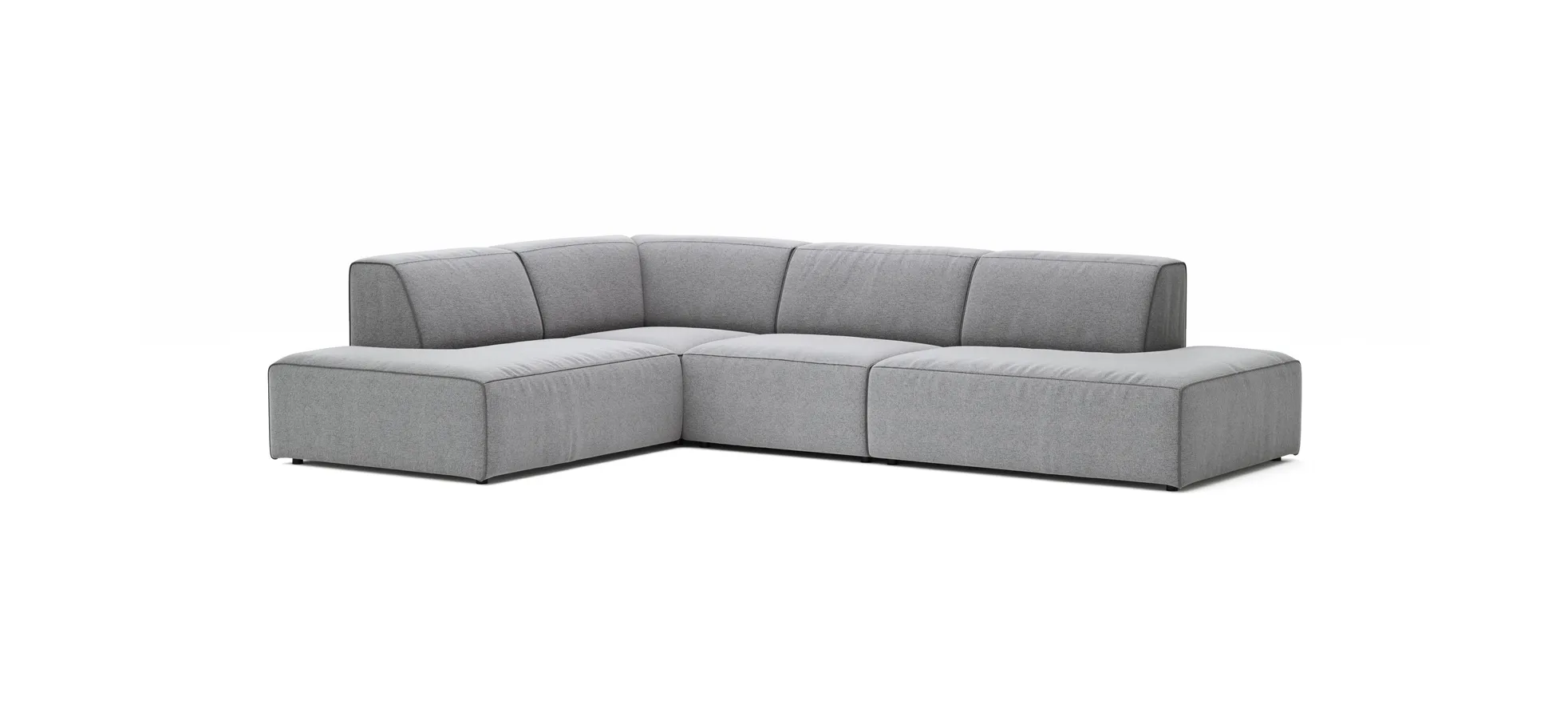 Ecksofa Elementos - Ecke links mit 1-Sitzer und Abschlusselement, Stoff, Grau