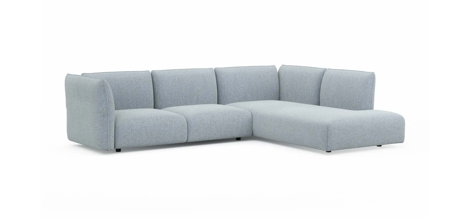 Ecksofa Motone - 2,5-Sitzer mit Ecke rechts, Stoff, Hellblau